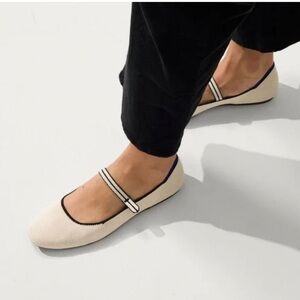 Rothy's Cream and Black Mary Jane Flats (The Square Mary Jane)